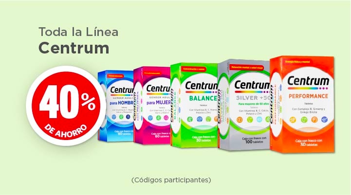 Toda la l&iacute;nea Centrum 40% de ahorro